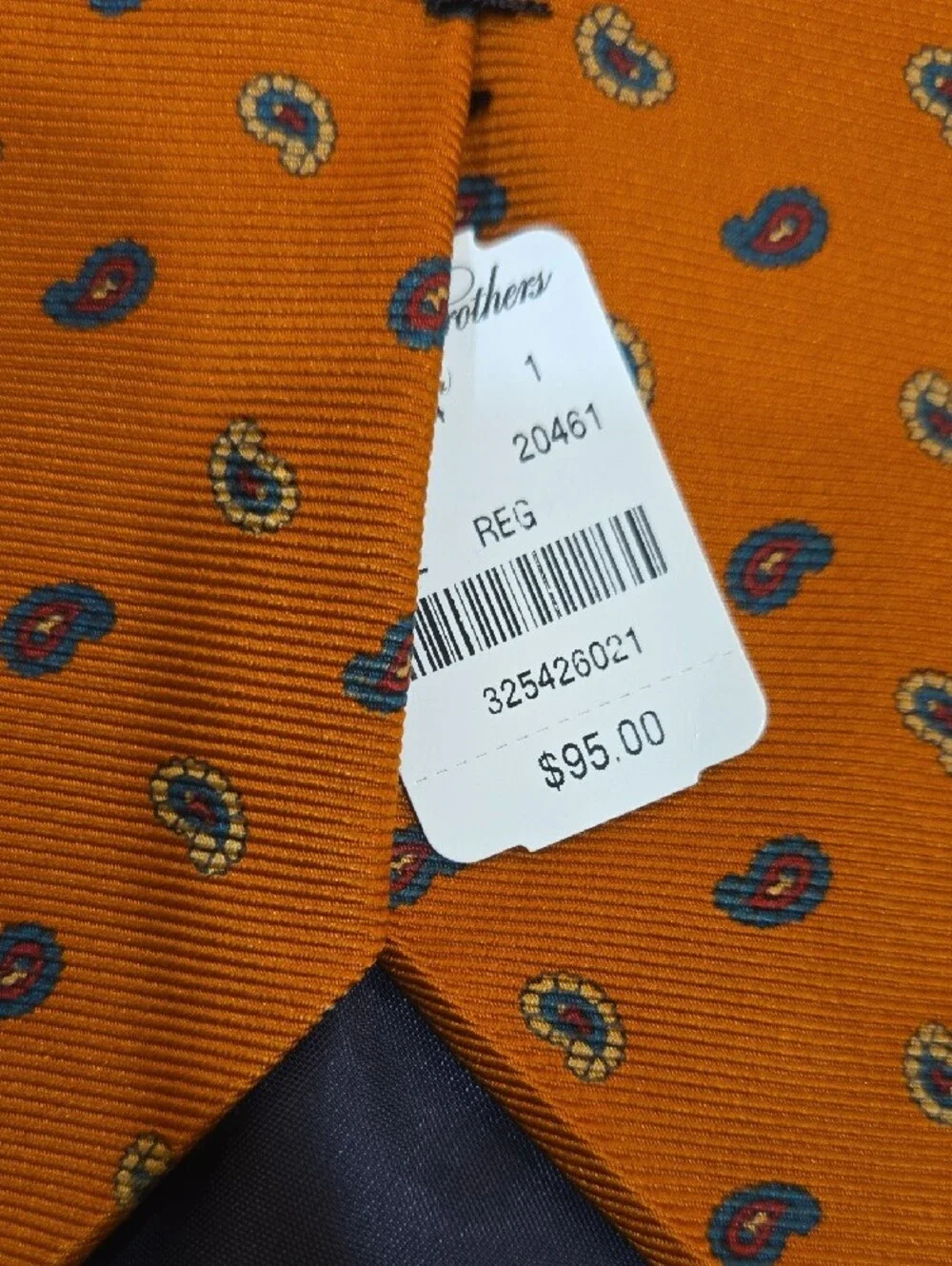 Brooks Brothers Orange Paisley Silk Tie NWT!